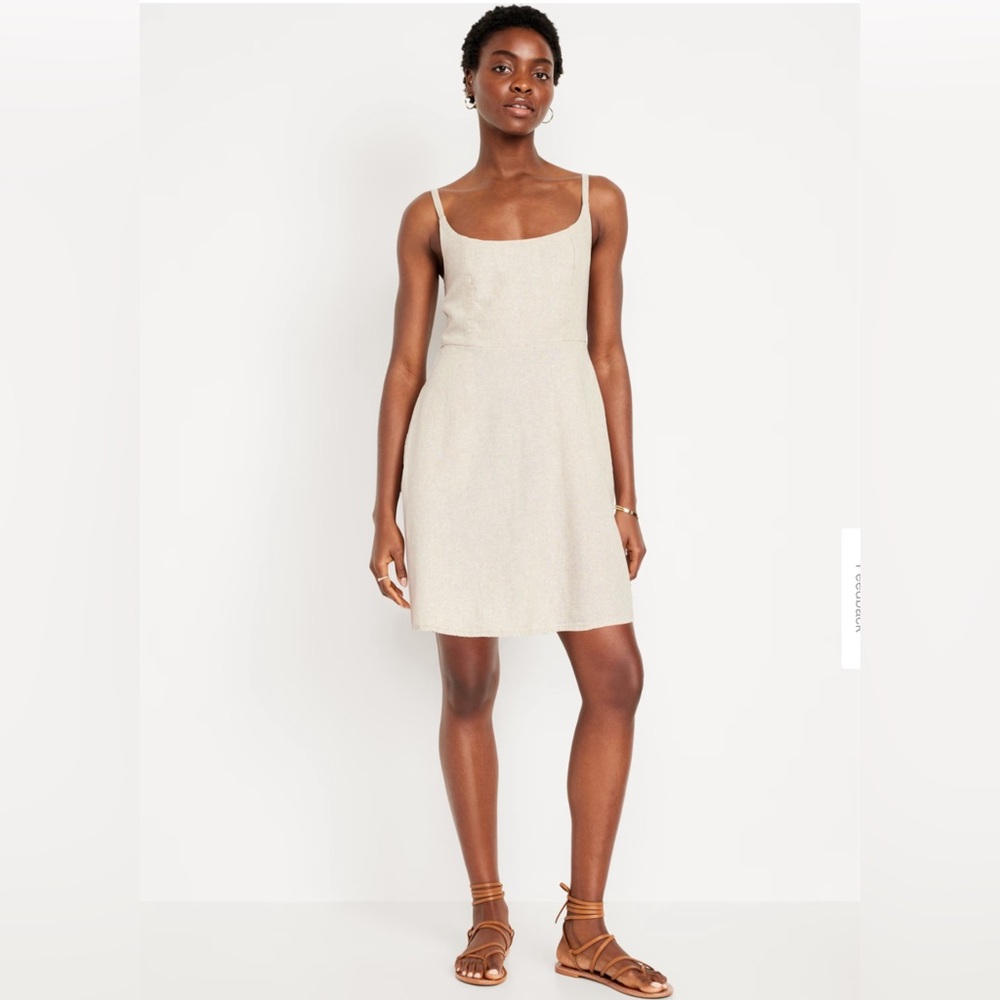 Fit & Flare Linen-Blend Mini Dress